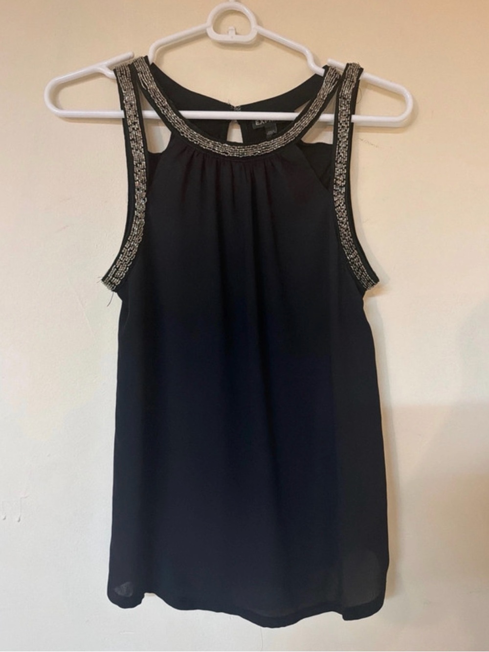 Express Black Beaded Halter Camisole